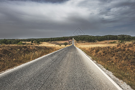 道路和戏剧性天空场景戏剧速度风景地平线沥青草地城市场地绿色图片