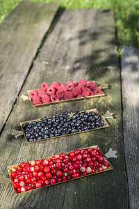 红 黑草莓和蓝莓水果白色蓝色覆盆子食物甜点红色黑色图片