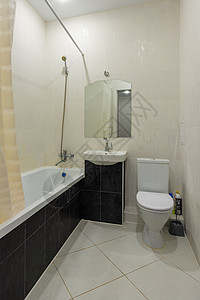 有厕所的小型厕所房子标准袖珍脸盆单元卫生洗手间镜子公寓旅馆图片