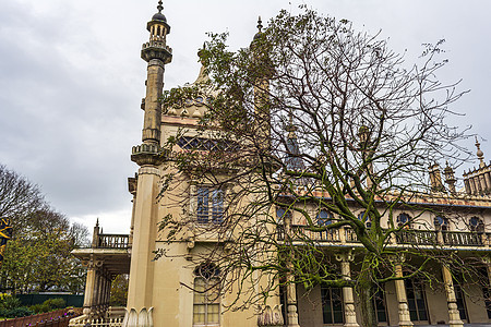 英国布赖顿的皇家王室传说柱子异国地标城堡建筑住宅草地情调国王历史图片