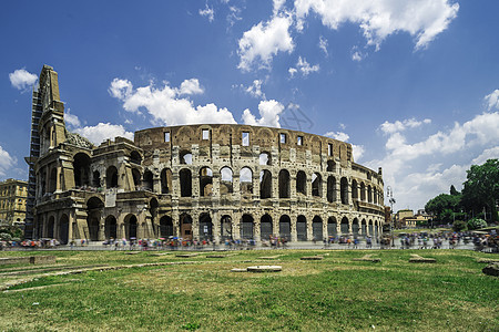 罗马的盛大角斗士旅行蓝色拱门建筑学地标天空论坛帝国考古学图片
