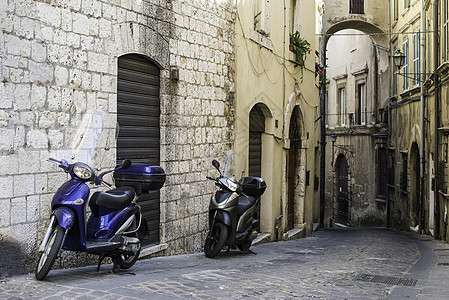意大利摩托车自行车风格红色运输复古周期滑板车车辆发动机街道图片