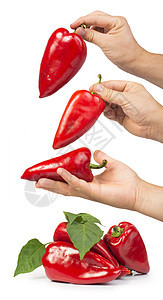 红胡椒和树叶植物叶子香肠花园团体绿色水果农业白色食物图片