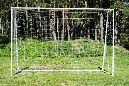 带网的足球门黑色绿色竞赛沥青娱乐场地活动乐趣蓝色森林图片