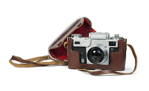 白色隔离的旧旧照相机反射历史电影毫米摄影光学照片模拟合金乡愁图片