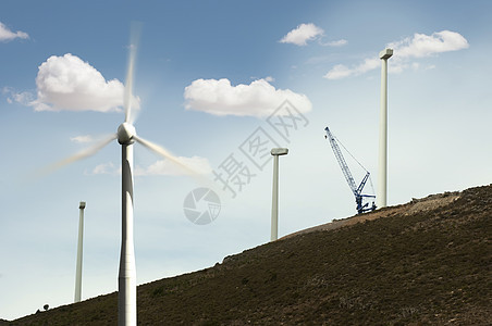 安装风力涡轮机风车活力力量剪辑螺旋桨全球创新绿色气候建筑图片