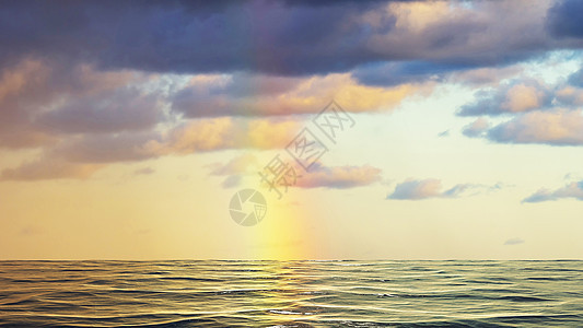 海面彩虹海洋波纹多云天气反射海景海浪气候晴天天空图片