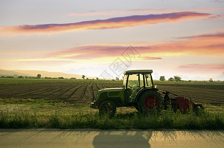 耕地和拖拉机食物农场机械树木收成生长农田竞争农村农民图片
