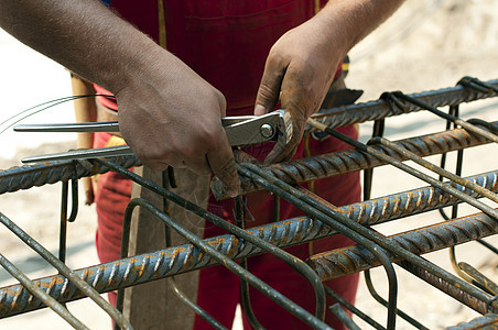 建筑工人的钢铁加固工作构造承包商工匠工业建筑钢筋基础设施工程工具图片