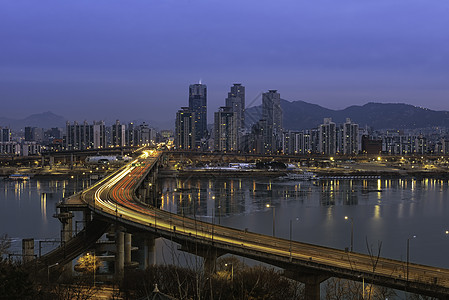 苏的清晨哈南河奥桥蓝色日落地标全景天空商业场景建筑旅行风景图片