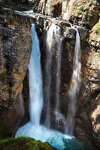 加拿大艾伯塔省班夫国家公园Banff 国家公园鲍瓦山谷公园道岩石风景瀑布旅游农村环境溪流生境旅行峡谷图片