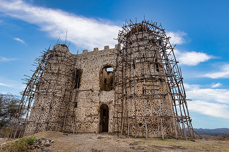埃塞俄比亚非洲古扎拉皇宫废墟旅行骆驼景点王国建筑物地标皇帝堡垒历史城堡图片
