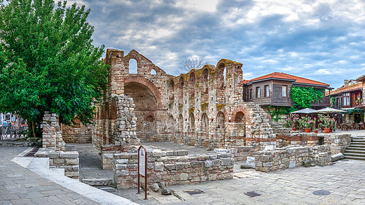 保加利亚Nessebar的圣索菲亚教堂历史博物馆建筑全景教会废墟旅行长廊假期古董图片