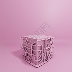 粉色粉彩产品盒架带管盒子工程讲台广告空间地面渲染管子3d陈列柜背景图片