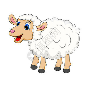 绵羊卡通吉祥物代表农场概念 快乐背景图片
