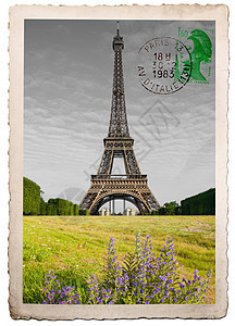 艾菲尔铁塔明信片旅行海报国家城市全景地标游客首都概念旅游图片