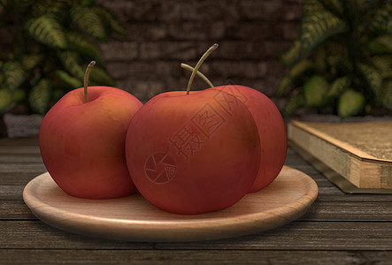三个红苹果 3D投影图片