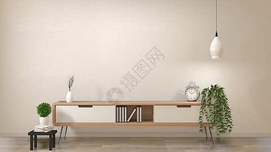 16个现代空房 最小设计日本式 3D Genderin客厅地面房间内阁电视木头电视架桌子嘲笑建筑学图片