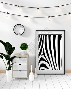 模拟海报柜现代在白色客厅与白色 w图片