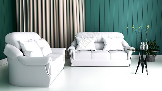 现代室内客厅和软沙发在黑暗的墙壁上 3d 重新房子家具枕头木头长椅风格奢华工作室房间墙纸图片