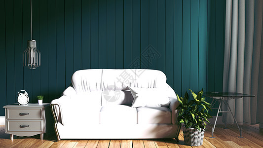 现代室内  客厅和软沙发 墙壁深色 3d ren工作室艺术蓝色装饰家具奢华房子阁楼房间长椅图片