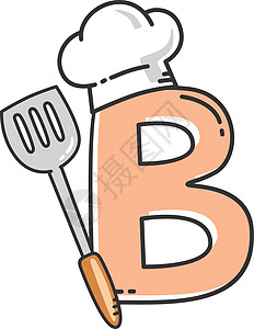 带抹刀餐厅主题日志的字母首字母厨师帽食物餐具烹饪用具帽子标识厨房图片