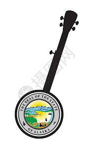 与阿拉斯加州海豹Ico合著的传统5条声学漫画细绳插图艺术旗帜音乐卡通片乐器民间图片