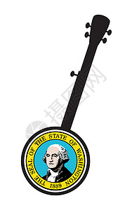 传统5带华盛顿州海豹的民间细绳卡通片艺术品音乐艺术漫画声学乐器旗帜图片