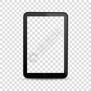 带有白色空白屏幕显示的平板电脑 逼真的黑色数字设备模型 设备矢量概念图片