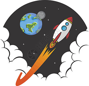 太空探索穿梭船标志图标标志 vecto星系地球科学喷射飞船插图品牌标识发射行星图片