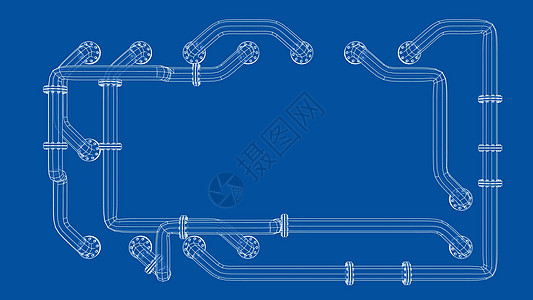 横幅缠绕在带法兰的管道中 韦克托设计单线计算机技术艺术螺栓工程框架数据圆圈图片