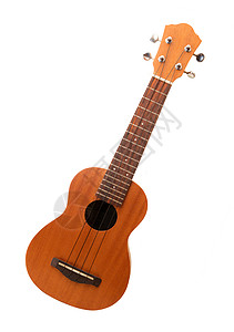 在白色背景中孤立的 ukulelele细绳乐器夫妻娱乐概念音乐弦琴图片