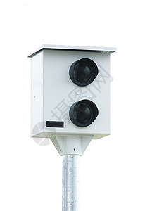 白色背景的慢速相机控制电子相机速度危险光学警察照相机空白概念仪器图片
