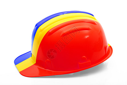 白色背景的罗马安全头盔概念建造工业安全头盔造船船厂帽子建筑预防背景图片