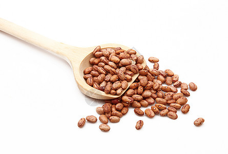 白底木勺子的木豆生物黑色种子绿色豆类扁豆豆子食物饮食营养图片