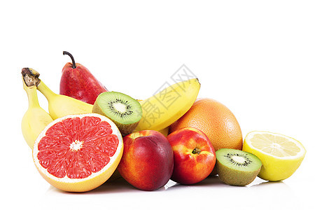 白色背景上的水果奇异果团体农业香蕉饮食食物柠檬厨房美食生物图片
