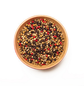 白背景的碗胡椒生物白色木头香气香料种子厨房收成红色美食图片