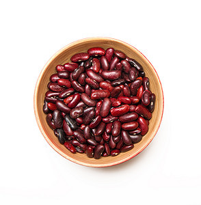白背景的红豆碗种子美食豆子红色香料香气芳香生物粉末白色图片