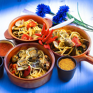 意大利意大利面条和蛤蛤美食蛤蜊厨房食物餐厅午餐食谱特产盘子饮食图片