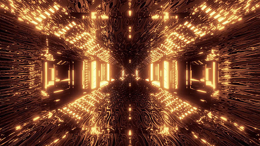 发光的科幻隧道走廊与抽象眼睛纹理 3d 插图壁纸背景渲染反射辉光玻璃窗运动小说反光金子艺术图片