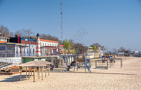 乌克兰敖德萨的兰格伦海滩 春季海岸旅游城市支撑景观住宅餐厅旅行房子海滩图片