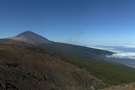 加那利群岛特内里费的提亚德山晴天顶峰风景公园远足蓝色天空旅游地标国家图片