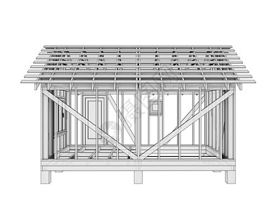 3D 插图 一小栋建筑大厦住宅建筑师绘图框架小屋销售计算机房子公寓图片