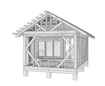 3D 插图 一小栋建筑大厦窗户绘图房子屋顶住宅小区外观建筑师住宅家庭图片