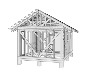 3D 插图 一小栋建筑窗户结构计算机家庭大厦建筑师卧室房子绘图家居图片