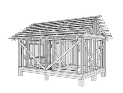 3D 插图 一小栋建筑开发家居房子建筑师住宅小区建筑学小屋屋顶家庭结构图片