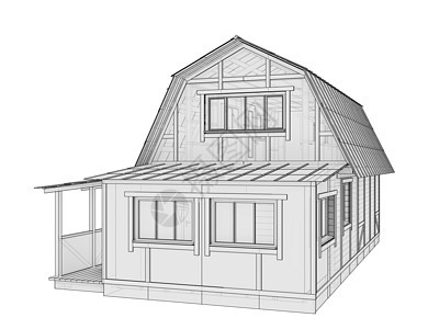 3D 插图 一小栋建筑住宅小屋销售形状建筑学家居住宅小区结构开发外观图片