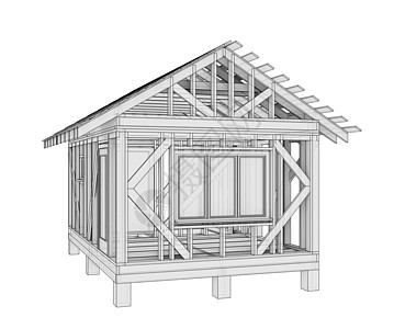 3D 插图 一小栋建筑住宅小区大厦结构绘图开发销售房子外观公寓卧室图片