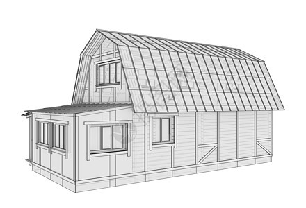 3D 插图 一小栋建筑开发绘图框架家居小屋建筑师公寓外观建筑学形状图片