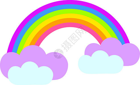 明亮的彩虹图标平面卡通风格 它制作图案矢量图片